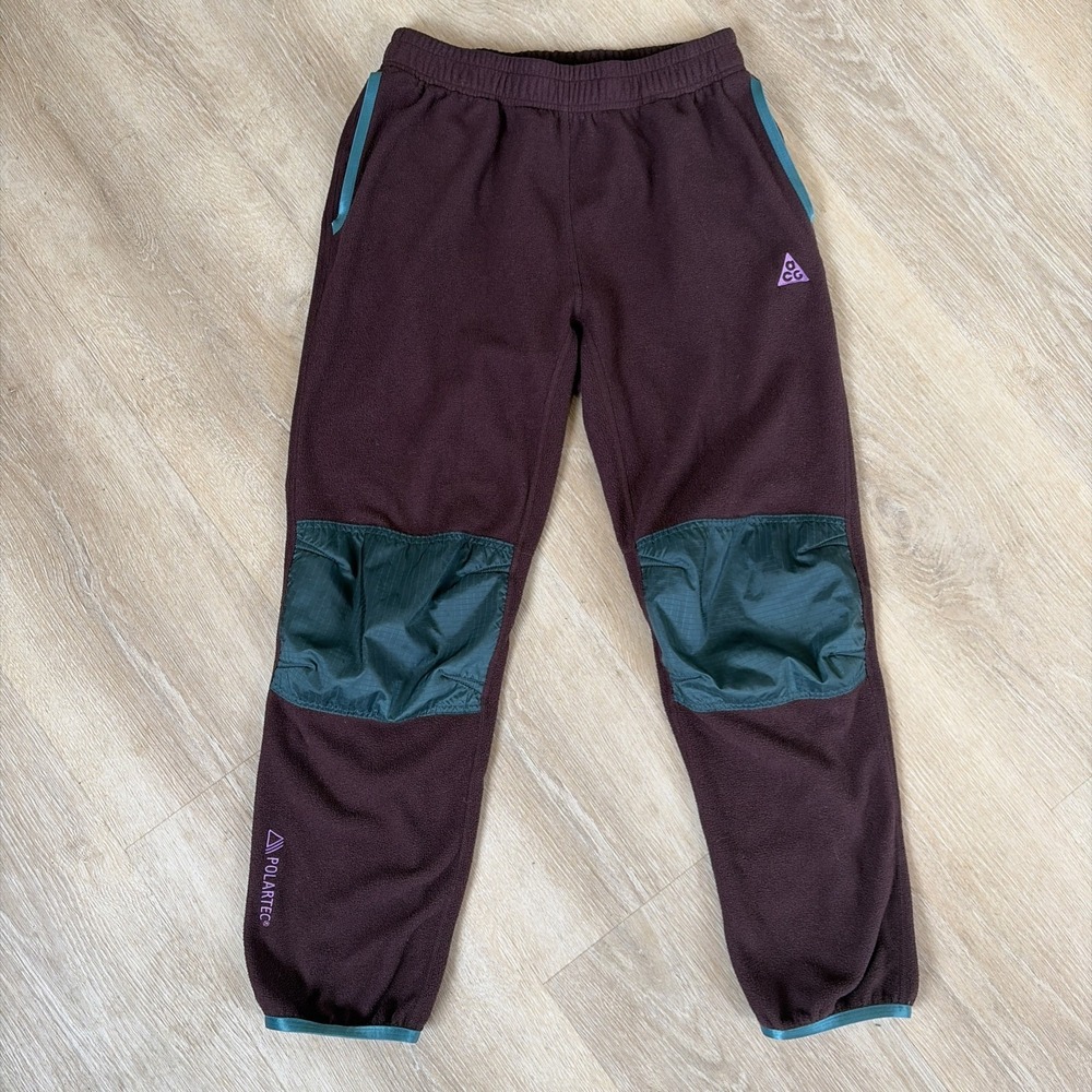Nike ACG Polartec Wolf Tree Youth XL Pants Maroon Teal Outdoor Knee Patch - Picture 1 of 14